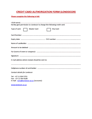 Credit Card Authorization Form