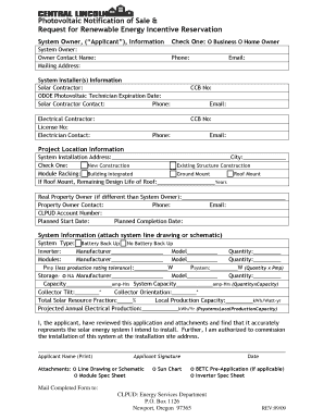 Photovoltaic Notification of Sale & Renewable Energy Incentive Reservation