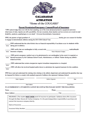 Arizona Parent Permission and Emergency Consent Form