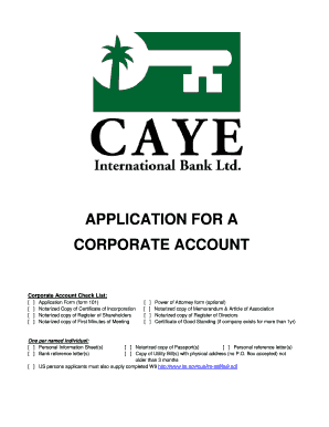 Corporate Account Application Form 101v2