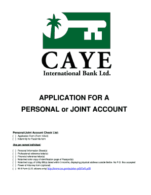 Application for Personal or Joint Account