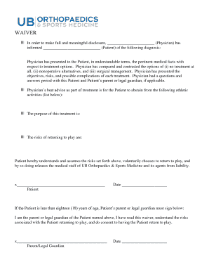 Medical Treatment Waiver Form