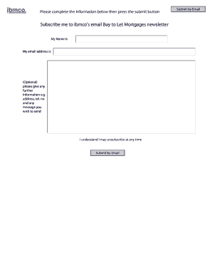 Buy to Let Mortgages Newsletter Subscription Form