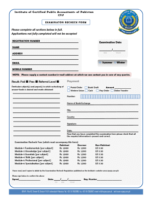 ICPAP Examination Recheck Form