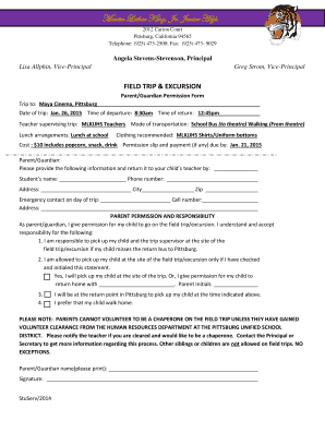 SELMA Permission Slip - Pittsburg Unified School District - pittsburg schoolwires