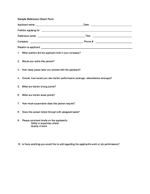 Reference Check Form
