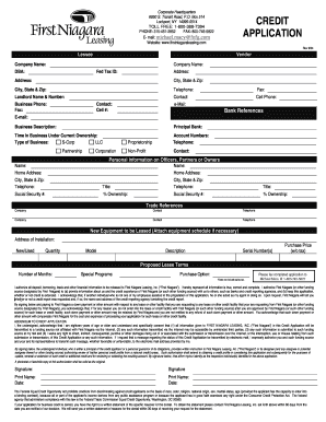 First Niagara Leasing Credit Application