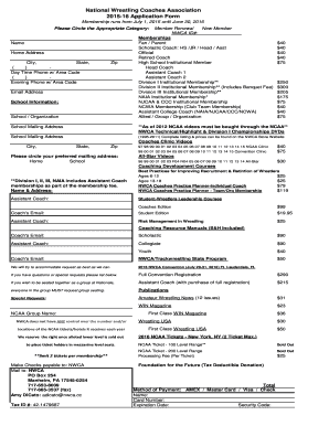 NWCA 2015-16 Membership Application Form