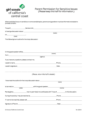 Parent Permission for Sensitive Issues