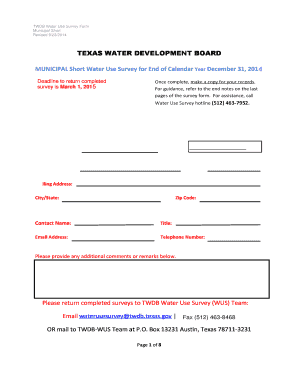 Texas Water Use Survey Form