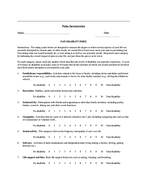 Pain Disability and Assessment Forms