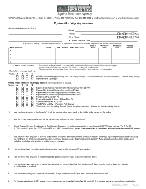 Equine Mortality Insurance Application