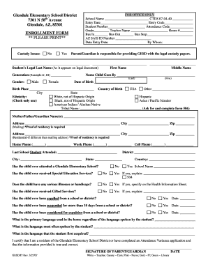 Glendale Elementary School Enrollment Form