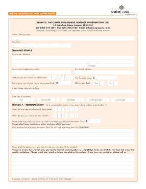 Home Information Pack Claim Form