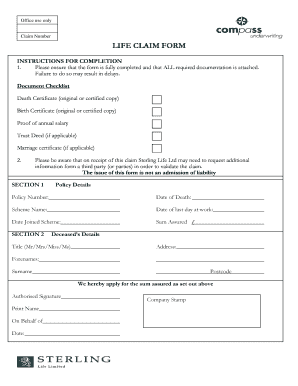 Life Claim Form