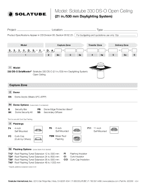 Solatube 330 DS-O Daylighting System Specification Form