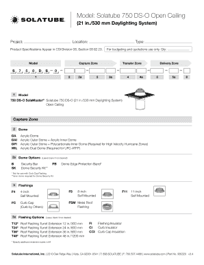 Solatube 750 DS-O Daylighting System Specification Form