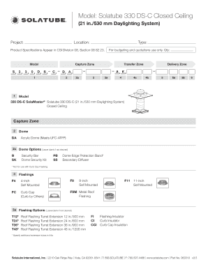 Solatube 330 DS-C Daylighting System Specification Sheet