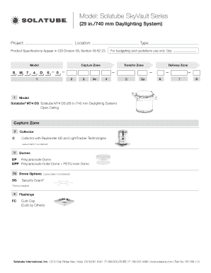 Solatube SkyVault Series Daylighting System Specification Form