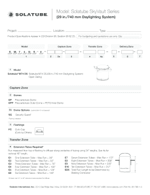 Solatube SkyVault Daylighting System Specification Form