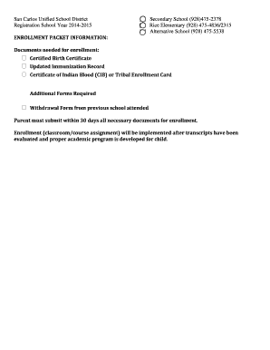 San Carlos Unified School District Enrollment Packet