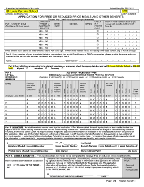Application for Free or Reduced Price Meals
