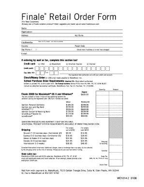 Finale Retail Order Form