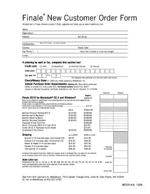 Finale New Customer Order Form