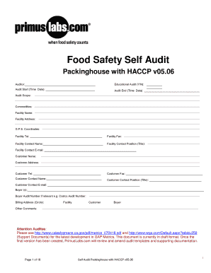 Packinghouse HACCP Self Audit Form