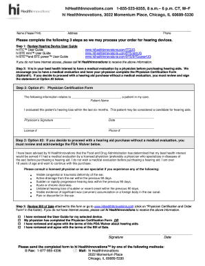 Hearing Aid Order Form
