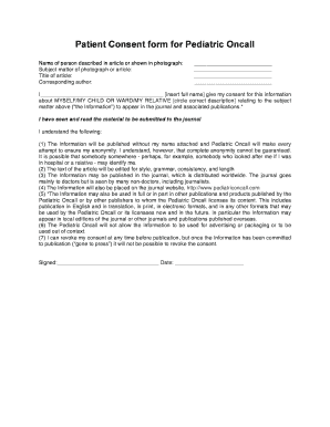 Patient Consent Form for Pediatric Oncall