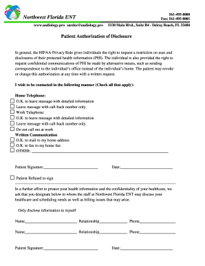 Patient Authorization of Disclosure