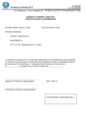 Request to Inspect and Copy Protected Health Information