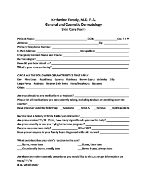 Dermatology Patient Intake Form