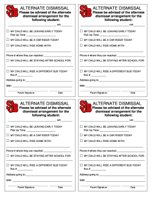 Alternate Dismissal Form