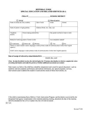 Special Education Referral Form