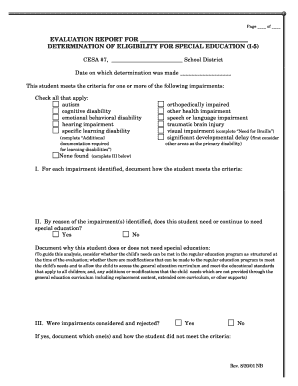 Special Education Eligibility Determination Form