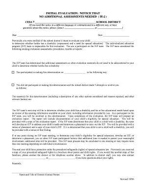 Notice of No Additional Assessments Needed