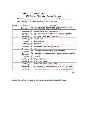 IEP Forms Checklist