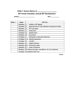IEP Forms Checklist