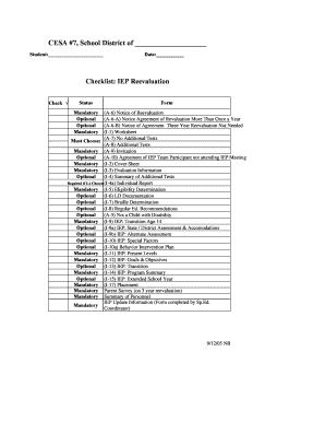 IEP Reevaluation Checklist