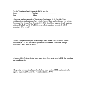 PCR Activity Worksheet