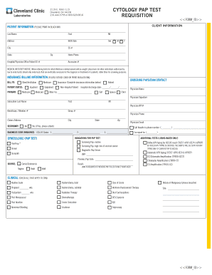 Cytology Pap Test Requisition Form