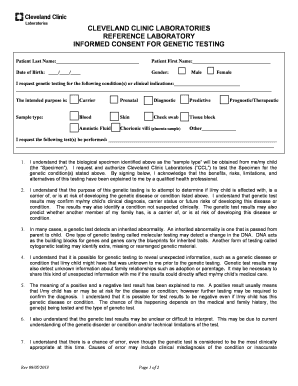Cleveland Clinic Genetic Testing Consent Form