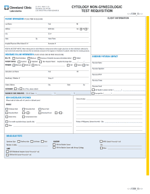 Cytology Non-Gynecologic Test Requisition