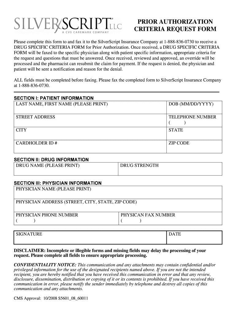 Fillable Online PRIOR AUTHORIZATION CRITERIA REQUEST FORM Fax Email ...