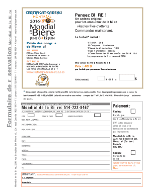 Formulaire de réservation Mondial de la Bière