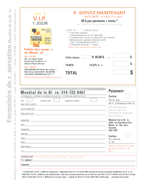 Formulaire de réservation ACCÈS V.I.P.
