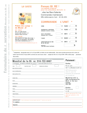 Formulaire de réservation Mondial de la Bière