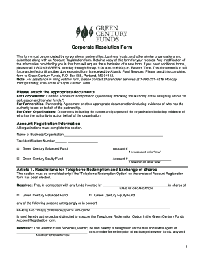 Corporate Resolution Form